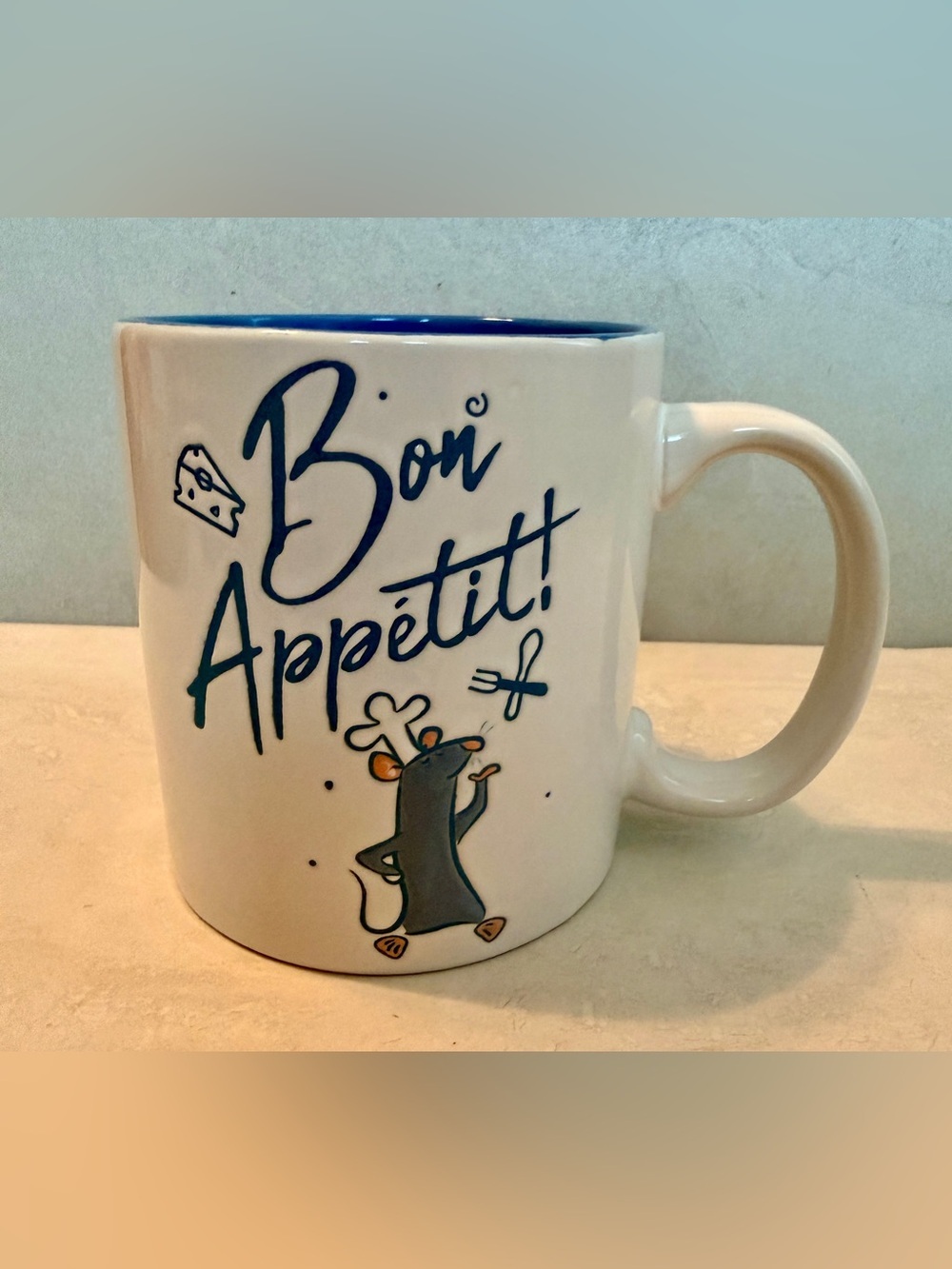 Silver Buffalo Disney Pixar Ratatouille Remy "Bon Appetit!" White Blue Mug NEW